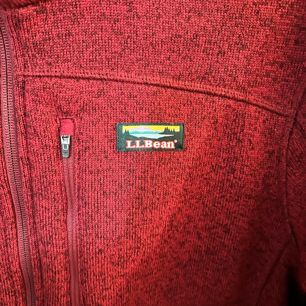 LL Bean Jacket Mens Medium Red Sweater Fleece Full Zip: Men’s M